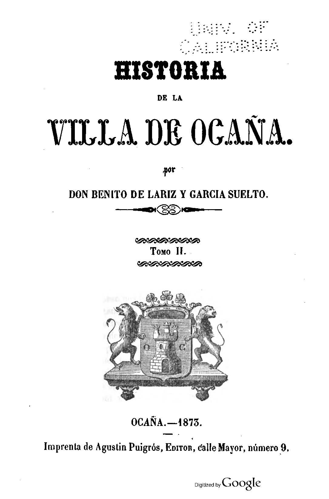 Documentos sobre Ocaña: Historia de la Villa de Ocaña